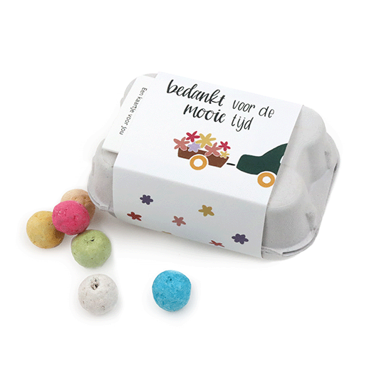 Zaadbommetjes in eierdoosje