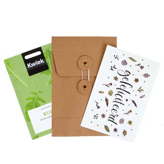 Gefeliciteerd - bedankje zadenpakket met ansichtkaart in Japanse envelop