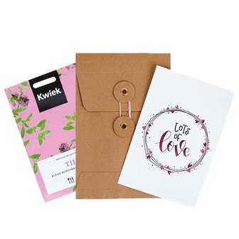 Lots of love - bedankje zadenpakket met ansichtkaart in Japanse envelop