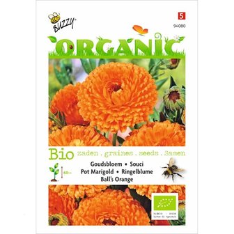 Biologische Goudsbloem Ball's Orange zaden voorkant