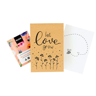 Let love grow - bedankje zaden in kraft zakje met kaartje