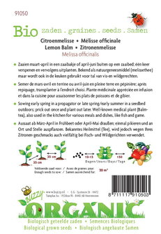 Biologische Citroenmelisse zaden - achterkant
