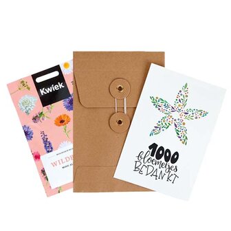 1000 bloemetjes bedankt - bedankje zadenpakket met ansichtkaart in Japanse envelop