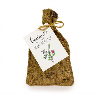 Bedankje zadenpakket in jute zakje