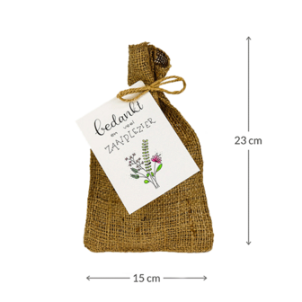 Bedankt en veel zaaiplezier - Bedankje zadenpakket in jute zakje