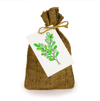 Groen blad - Bedankje zadenpakket in jute zakje