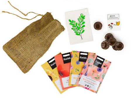 Groen blad - Bedankje zadenpakket in jute zakje