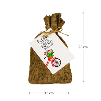 Bedankt voor het leuke schooljaar - Bedankje zadenpakket in jute zakje