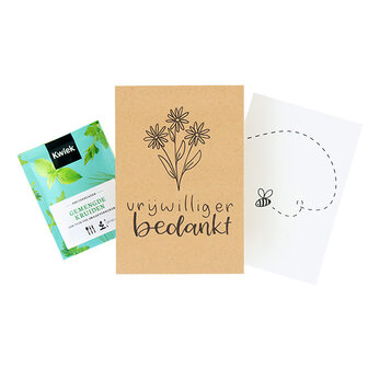 Bedankt vrijwilliger - bedankje zaden in kraft zakje met kaartje