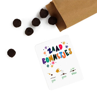 Zaadbommetjes met zaai-instructies