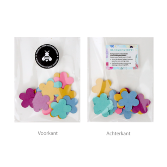 Dag collega - BloemConfetti in BIOplastic zakje met klapkaartje // Rosa