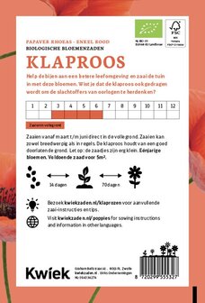 Biologische klaproos bloemenzaden achterkant