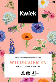 Biologische wildbloemenmengsel bloemzaden voorkant