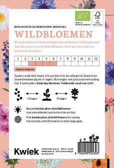 Biologische wildbloemenmengsel bloemzaden achterkant