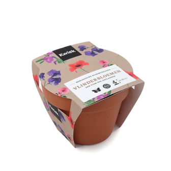 Biologische vlinderbloemen zaden  -  KWIEK Terracotta potje