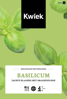 Biologische basilicum kruidenzaden voorkant