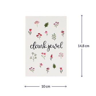 Bloemenzaden met kaart 'Dankjewel' verpakt in pergamijn zakje