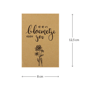Een bloemetje voor jou - bedankje zaden in kraft zakje met kaartje 