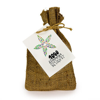 1000 bloemetjes bedankt - Bedankje zadenpakket in jute zakje