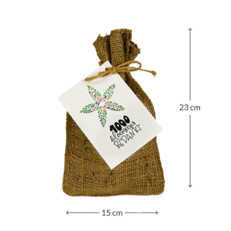 1000 bloemetjes bedankt - Bedankje zadenpakket in jute zakje