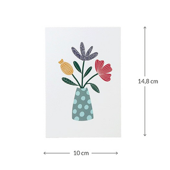 Maatgeving ansichtkaart 100 x 148 mm met een &lsquo;Vaas met bloemen&rsquo;