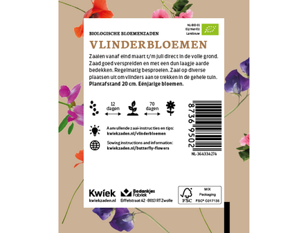 Biologische vlinderbloemen zaden -  Kwiek Uitdeel zakjes