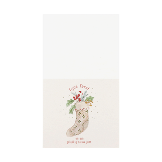 Fijne kerst en een gelukkig nieuwjaar - Groeiconfetti in pergamijn zakje met klapkaartje // Mijksje