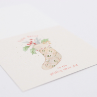 Fijne kerst en een gelukkig nieuwjaar - Groeiconfetti in pergamijn zakje met klapkaartje // Mijksje