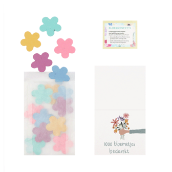 1000 bloemetjes bedankt - Groeiconfetti in pergamijn zakje met klapkaartje // Floralis
