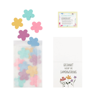 Bedankt voor de samenwerking - Groeiconfetti in pergamijn zakje met klapkaartje // Floralis