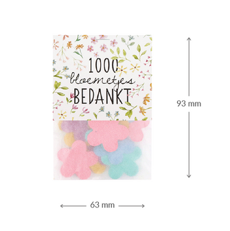 1000 bloemetjes bedankt - Groeiconfetti in pergamijn zakje met klapkaartje // Mijksje