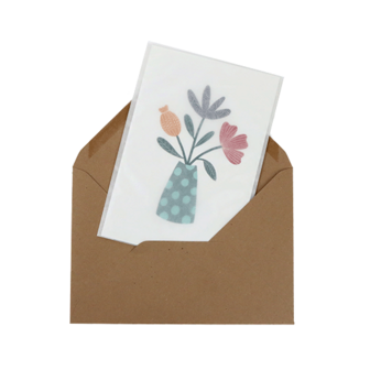 Bloemenzaden met kaart &#039;Vaas met bloemen&#039; verpakt in pergamijn zakje // Floralis