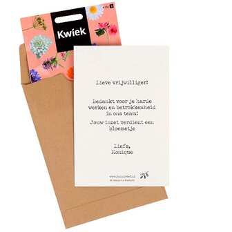Welkom - bedankje zadenpakket met ansichtkaart in Japanse envelop