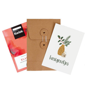 Kerstgroetjes - bedankje zadenpakket met ansichtkaart in Japanse envelop