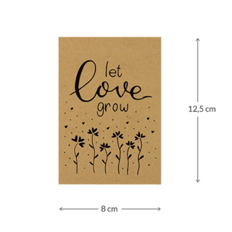 Let love grow - bedankje zaden in kraft zakje met kaartje