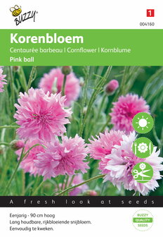 Korenbloem Pink Ball zaden - voorkant