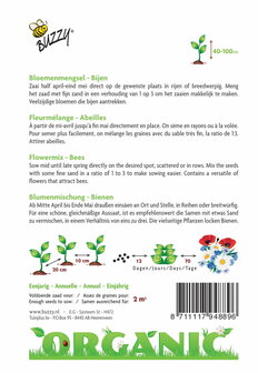 Biologische Bloemenmengsel - Bijen zaden achterkant