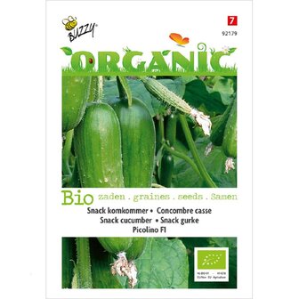 Biologische Snackkomkommer Picolino F1 zaden - voorkant