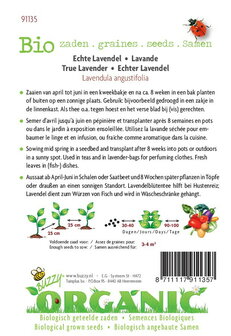 Biologische Lavendel zaden - achterkant