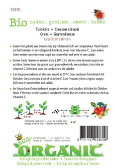 Biologische Tuinkers gewone zaden - achterkant