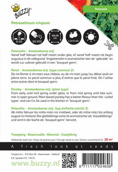Amsterdamse Snij Peterselie zaden - achterkant
