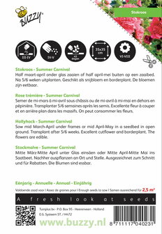 Stokroos Summer Carnival Buzzy Althaea zaden - achterkant