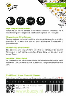 Lage margriet Silver Princess zaden - achterkant