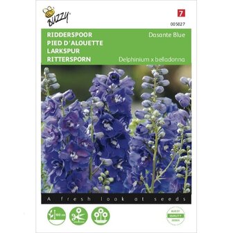 Ridderspoor Dasante Blue Delphinium zaden - voorkant