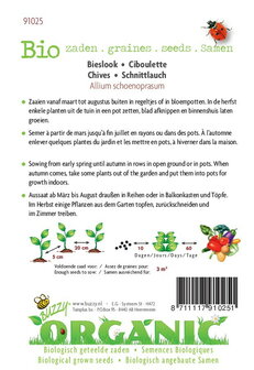 Biologische Bieslook Prager zaden - achterkant
