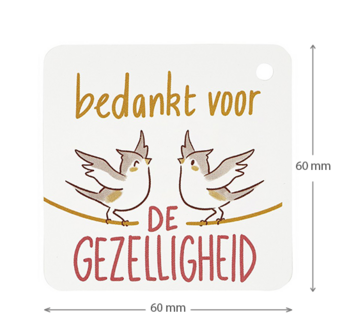 Bedankt voor de gezelligheid - kindertraktatie - label maatgeving