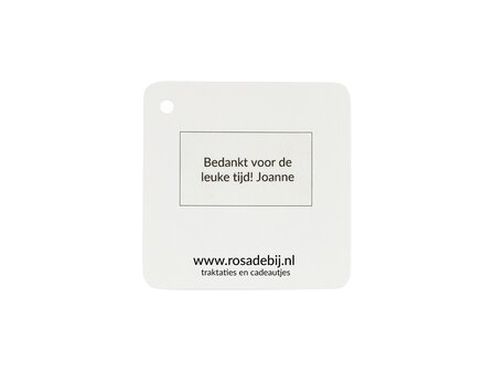 Hoera - kindertraktatie - label achterkant ruimte voor eigentekst