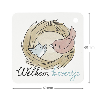 Welkom broertje - kindertraktatie - label maatgeving