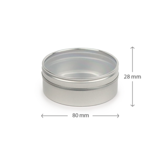Aluminium blikje 28 x &Oslash; 80 mm - Maatgeving