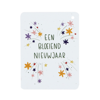 Label - Een bloeiend nieuwjaar | 60 x 80 mm | Voorkant